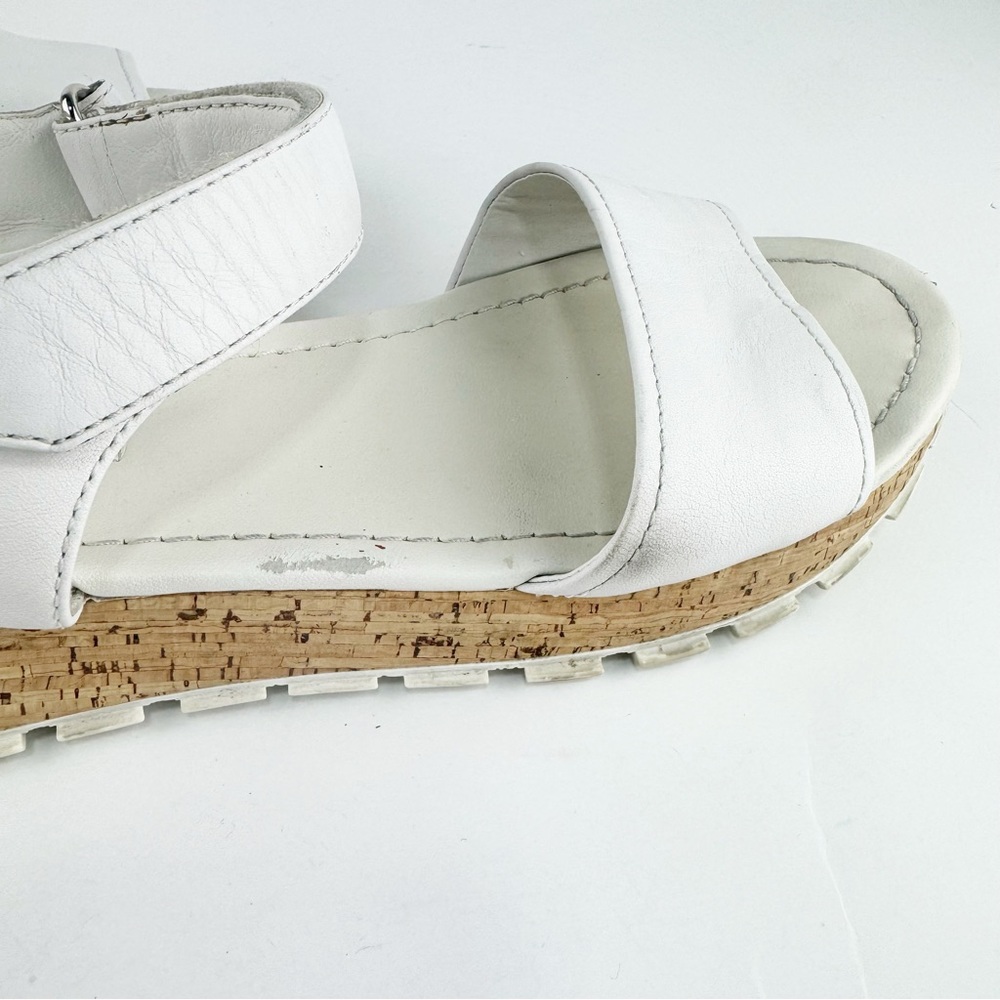 PRADA Platform Linea Rossa Saffiano Upper Cork Bottom Sandals - Picture 6 of 9